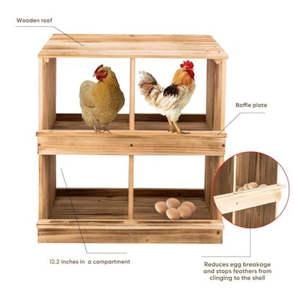 Nesting Boxes for Chickens - Wooden Chicken Nesting Box for Poultry Heavy Duty 4 Compartments Laying Eggs Nest Box Wall Mount for Chickens, Hens, Ducks