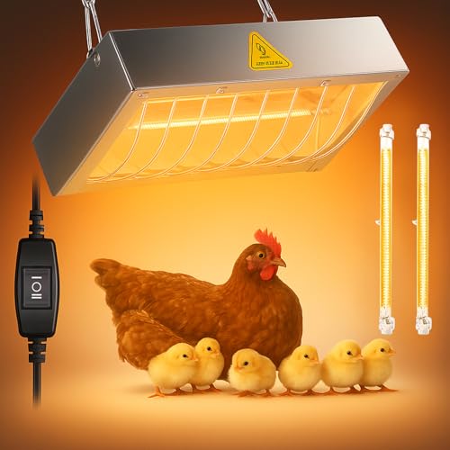 Chicken Coop Heater for Winter, Heat Lamp for Chickens 400W, Chicken Heater for Coop with 2 Heating Settings, for Poultry, Dogs, Pets, Birds, Animals - color: 1 Pack, size: Small