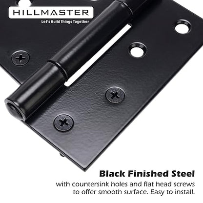 HILLMASTER 3.5 Inch Heavy Duty Gate Hinges Fence Door Hinges Durable Black Gate Strap Hinge for Indoor Outdoor, Gate Hardware Kit for Shed,Wooden Fences,Vinyl Fence Gate,Barn Door,Garage,2 Pack - size: 2 Pack