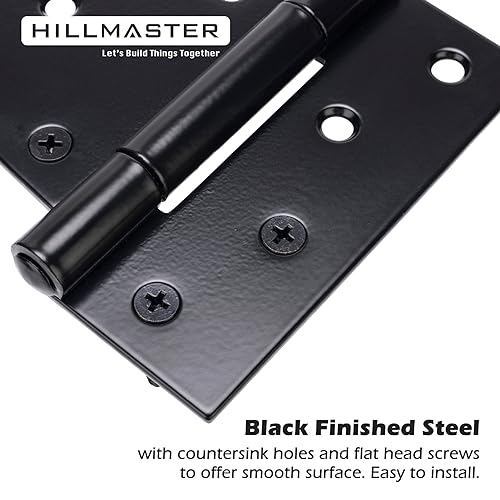 HILLMASTER 3.5 inch Heavy Duty Gate Hinges Fence Door Hinges Durable Gate Strap Hinge for Indoor Outdoor, Gate Hardware Kit for Shed, Wooden Fences, Vinyl Fence Gate, Barn Door, Garage, 6 Pack - size: 6 Pack