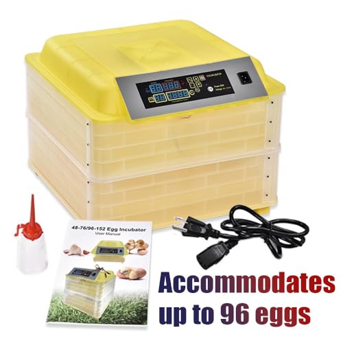 GRAND ORANGE Egg Incubator Automatic Digital Poultry Hatcher Machine Breeder with Temperature Control and Auto Turning for Hatching Chicken Duck Goose Quail Birds (96 Eggs) - size: 96 Eggs