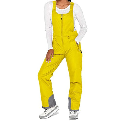 Yoawdats Women's Ski Snow Bibs Pants Insulated Water Resistant Winter Skiing Overalls Ripstop Windproof Snowboard Jumpsuits - color: Yellow, size: 3x_l