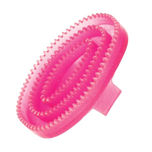 Roma Rubber Curry Comb, Pink Glitter, Small