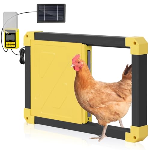 Automatic Chicken Coop Door, Solar Powered Automatic Chicken Door with Timer Mode, Battery Powered LCD Screen, Anti-Pinch Design, Waterproof, Easy Installation (Black) - color: Black