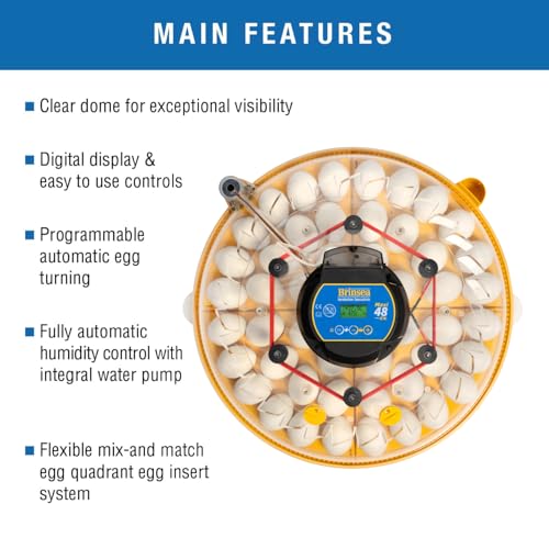 Brinsea Maxi 48 EX Egg Incubator with Automatic Humidity Control and Egg Turning for Hatching 48 Chicken, Duck, or Other Eggs, Optimal Flexibility with Mix & Match Sizes
