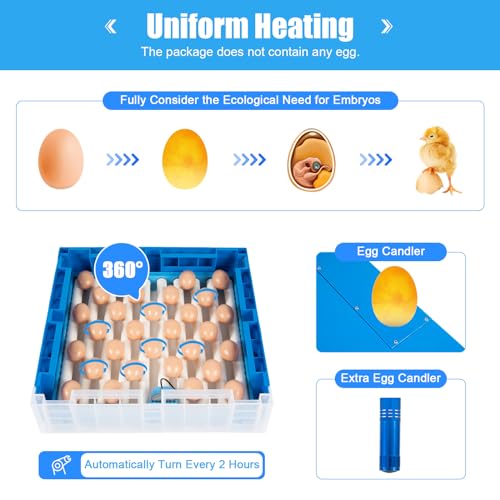 Incubators for Hatching Eggs, 48 Egg Incubator Digital Poultry Hatcher Machine with Automatic Egg Turning, Temperature & Humidity Control, Chicken Incubator for Hatching Duck, Quail, Pigeon