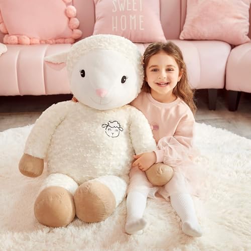 IKASA 30" Giant Sheep Stuffed Animal - Jumbo Soft Kawaii Plush Toy for Kids & Girlfriend (White) - style: Sheep