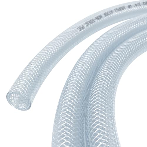Gloxco Clear Braided PVC Tubing, Food Grade, Heavy Duty Reinforced Hose, 3/4" ID, 25 Ft Length - size: 3/4" x 25 Ft