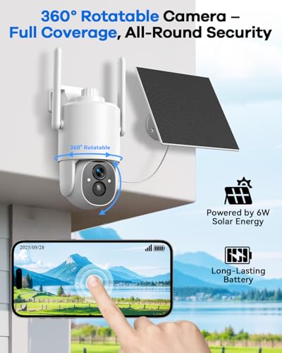Thybro 4G LTE Security Camera No WiFi Required: 2K HD, Solar Powered, 360° PTZ & Infrared Night Vision – Wireless Outdoor Surveillance for Remote Home, Farm, Business & Backyard