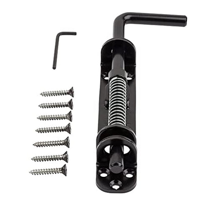 National Hardware N109-214 V1142 Spring Loaded Heavy Duty Sliding Door Bolt Latch - Black Steel Security Lock for Gates, Sheds and Stalls - Left or Right Hand Operation - color: Black