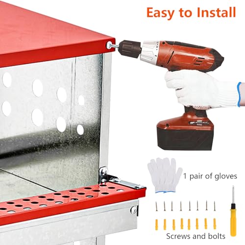 Garvee Chicken Nesting Boxes for Laying Eggs, 8 Compartment Metal Roll Out Away Nesting Boxes for Hens, Nesting Gift Boxes for Chickens Duck Poultry, Heavy Duty Chicken Coop with Perch