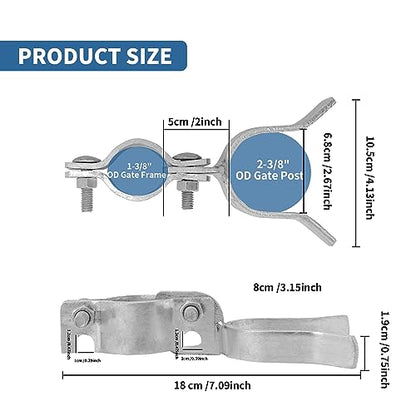 1-3/8" x 2-3/8" Chain Link Gate Hinge Kit,Galvanized Steel Fence Gate Hinge, 2-3/8 "Male Gate Post Hinges(2 Pcs), 1-3/8" Female Gate Frame Hinges(2 Pcs)