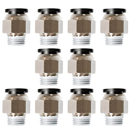 Beduan Push to Connect Fitting, 5/16" Tube OD x 1/4" NPT Thread Male Straight Pneumatic Air Fitting (Pack of 10) - size: 5/16"OD-1/4"NPT