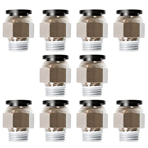 Beduan Push to Connect Fitting, 5/16" Tube OD x 3/8" NPT Thread Male Straight Pneumatic Air Fitting (Pack of 10) - size: 5/16"OD-3/8"NPT