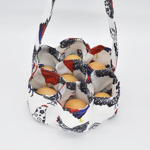 Egg Collecting Basket with 7 Pouches,Canvas Gathering Bag Egg Collecting Bags for Farmhouse Chicken Hen Duck Goose Housewife Garden Transporting Storage(SIZE:7.8x2.7 inch)