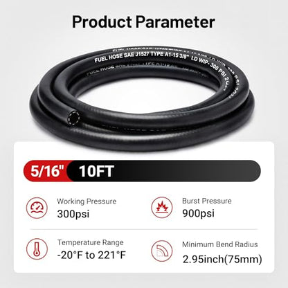EVIL ENERGY 5/16 Marine Fuel Line Hose Type A1-15 Rubber 10FT SAE J1527 - size: 5/16 10FT