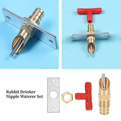 AUNMAS 10Pcs Rabbit Drinker Nipple Waterer Set Automatic 360 Degree Stainless Steel Nipples Cage Accessories Drinking Water Tool for Rabbits, Chickens, Ducks, Birds, Quails