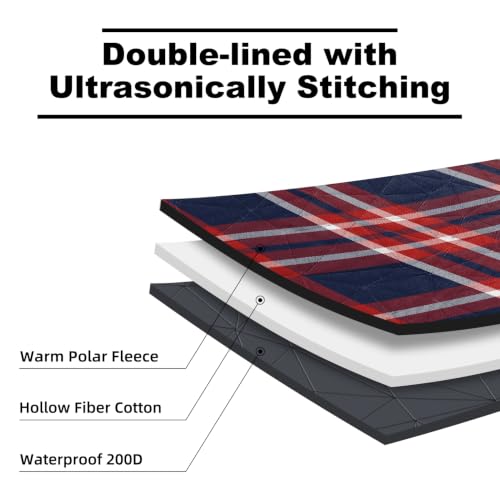 Large Outdoor Waterproof Blanket Extra Thick Fleece Stadium Blanket for Camping, Car, Pet, Picnics - Windproof, Wearable, Machine Washable 80" x 58" (Red Check) - color: Red Check