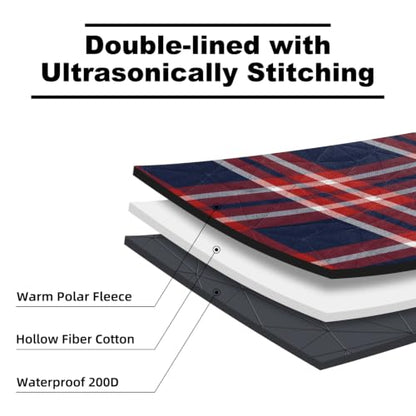 Large Outdoor Waterproof Blanket Extra Thick Fleece Stadium Blanket for Camping, Car, Pet, Picnics - Windproof, Wearable, Machine Washable 80" x 58" (Red Check) - color: Red Check