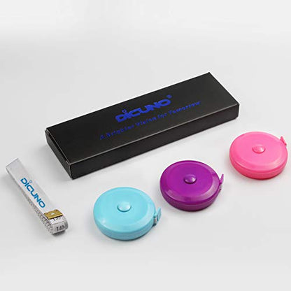 DiCUNO 60-Inch 1.5 Meter Soft and Retractable Tape Body Tailor Sewing Craft Cloth Dieting Measuring Tape (3 Pcs of Purple Sky-Blue Cherry-Pink with Soft Tape) - color: 3 Colors (Purple/Sky Blue/Pink)