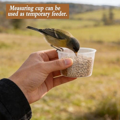 2 Pcs 3.17 Qt/3 L Bird Seed Storage Container Airtight- Portable Plastic Pet Food Container with Measuring Cup, Clear Wild Bird Seed Dispenser for Birds Pets Food Chicken Seed Storage, BPA Free