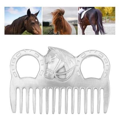 Metal Horse Comb, 4inch Stainless Metal Pulling Combs Horse Mane Comb Horse Tail Comb Mini Pocket Combs Horse Grooming Comb Livestock Comb for Cleaning Hair Removing Loose Undercoat Knots, Silver