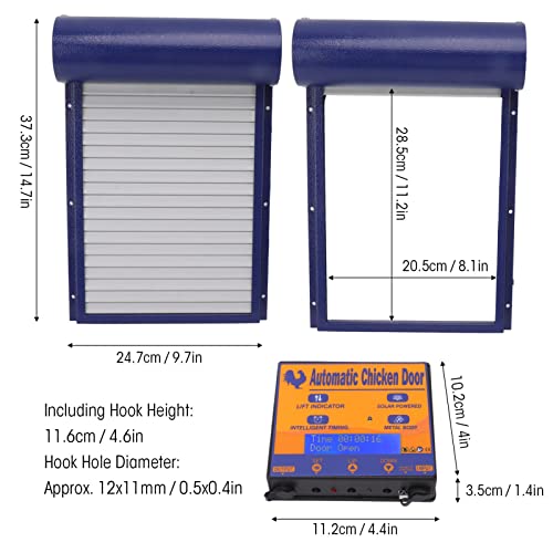 Automatic Solar Powered Chicken Coop Door Durable Light Sensor Remote Control for Poultry Farmers 14.7x9.7in (Blue) - color: Blue