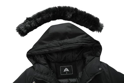 MOERDENG Women's Long Winter Coat Thickened Down Alternative Jacket Warm Puffer Jacket Waterproof Parka
