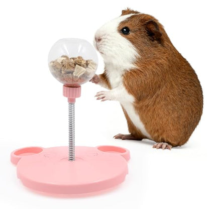 Small Animal Treat Dispenser, Guinea Pig Enrichment Toys with Spring and Base, Foraging Feeding Toys for Rabbit, Guinea Pig, Chinchilla, Rat and Other Small Animals