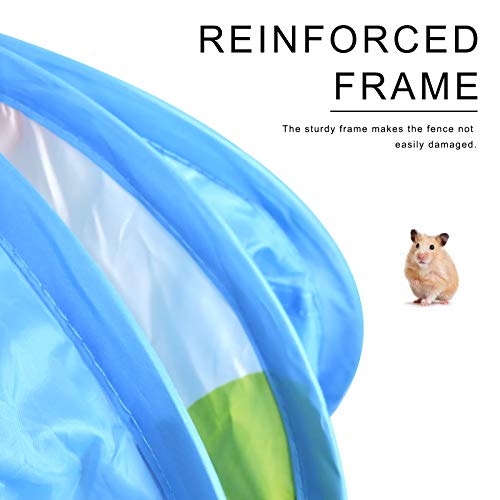 WishLotus Small Animal Playpen, Portable Outdoor Pet Exercise Fence Pop-Up Metal Wire Yard Fences, Foldable Pet Tent Play Pen for Guinea Pig, Hamster, Chinchillas and Hedgehogs, Rabbits (Blue) - color: Blue