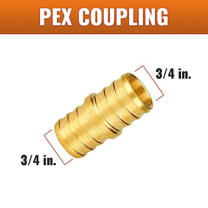 SUNGATOR 5-Pack 3/4" Pex Coupling, 3/4 Inch Pex Coupler Brass Fittings - size: 3/4" Coupler, 5 Pack