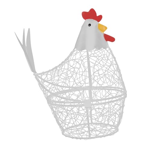 PRETYZOOM Egg Basket Storage Basket Small Collection Collecting Tiers Color Shaped Large Chicken Egg Holder Countertop Wire Gather Fancy Mesh for Organizer Rustic Wrought Iron White - color: White