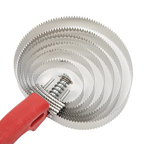 Cow Curry Comb, 6 Turn Stainless Steel Horse Brush with Ergonomic ABS Handle, for Itch Relief and Grooming Horses Sheep Cats Dogs