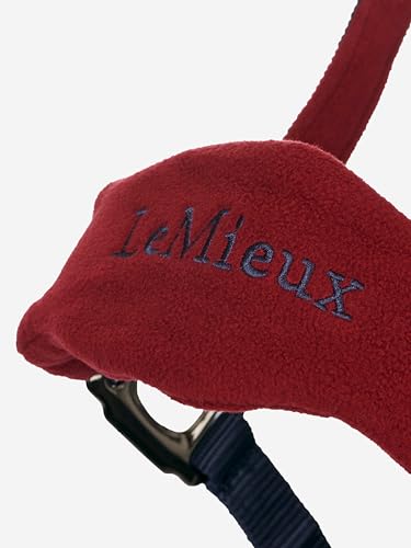 LeMieux Vogue Fleece Headcollar - Halter & Leadrope - Extra Padding, Adjustable at Curb and Poll Strap - color: Burgundy / Navy, size: x-full