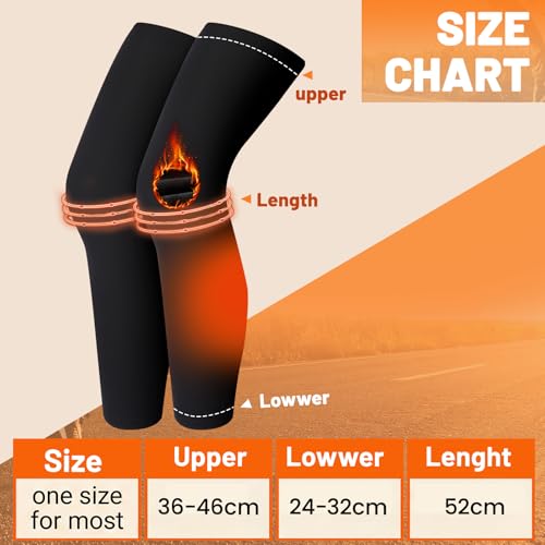 Cutecrop 2 Pairs Waterproof Fleece Thermal Winter Leg Sleeves Waterproof Cycling Compression Leg Warmers Long Knee Sleeve for Men Women Ski Walking Running Sport Basketball Football