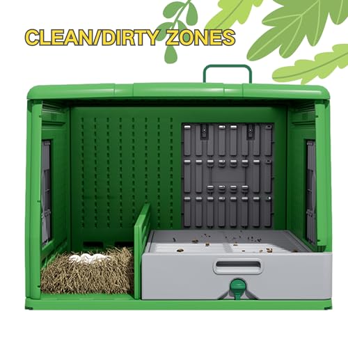 Durable Plastic Tall Chicken Coop with Run Outdoor - Portable Easy Assembly Chicken House with Insulated Besting Boxes, Waterproof Cover, Clean Drawer, Mobile Wheels (Standard) - size: Standard