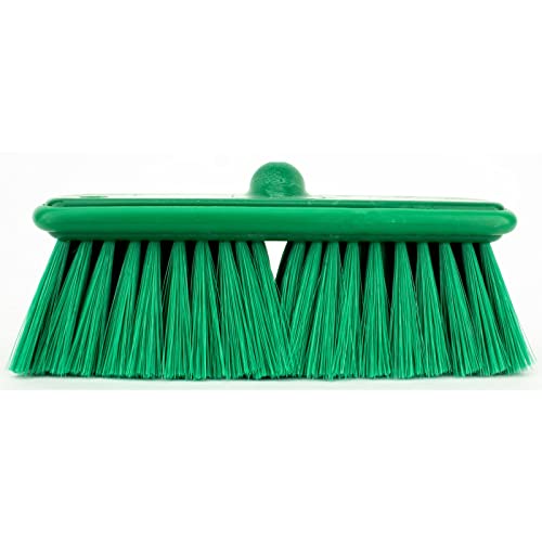 SPARTA Flo-Thru Heavy-Duty Deck Scrub Brush Nylon Bristled, Boat and Floor Scrub Broom with Protective Bumper for Floors and Large Equipment, Plastic, 9.5 Inches, Green - color: Green