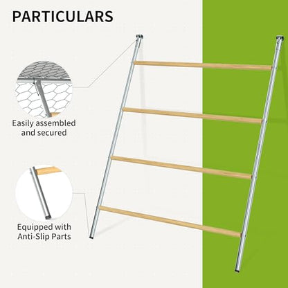 YUMEKA 55" Large Chicken Roosting Bars for Coop, Sturdy Metal Chicken Perch Ladder, Wood Roosting Stand for Hens & Roosters, Chicken Run Accessories & Toys for Backyard Poultry