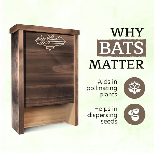 Made in USA- Brown Stained Pine Bat House, 2 Chamber Bat Box, Easy-to-Install Wooden Bat House Kit, Weather-Resistant Bat Houses for Outdoors, with Mounting Screws - Applewood Outdoor - style: 2 Chamber Brown
