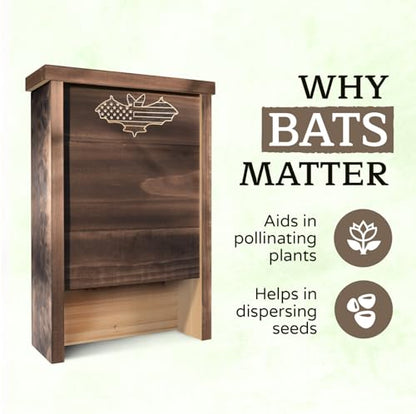 Made in USA- Brown Stained Pine Bat House, 2 Chamber Bat Box, Easy-to-Install Wooden Bat House Kit, Weather-Resistant Bat Houses for Outdoors, with Mounting Screws - Applewood Outdoor - style: 2 Chamber Brown
