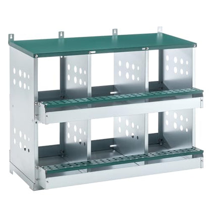 Durable Metal Chicken Nesting Box for Hens, Wall-Mounted Poultry Egg Laying Compartment with Ventilation and Easy-Clean Design (6-Hole,Green-1) - color: 6-Hole,Green-1