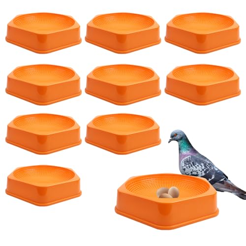 DQITJ 10 Pack Pigeon Nesting Bowl Bird Canary Anti Tip Egg Hatching House with Ventilation Holes for Home Farm (Yellow)