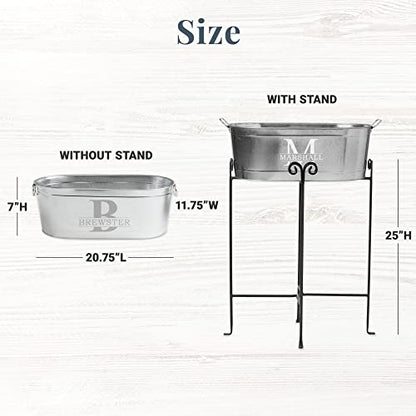 Let's Make Memories Personalized Beverage Tub w/Stand - Galvanized Beverage Tub - Customized Name & Initial – Drink Cooler - 5.5 Gallons - color: Name & Initial, size: With Stand