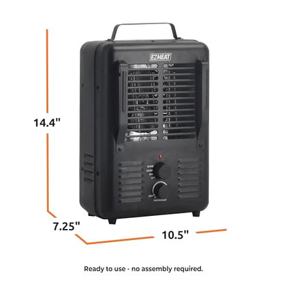 EZ-HEAT 1,500-Watt Portable Milkhouse Style Utility Space Heater with Adjustable Thermostat, Overheat Protection, and Safety Tip-Over Switch, Matte Black, MTFH-01C-MB - color: Matte Black