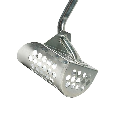 Galvanized Long Handle Scoops and Heavy Duty Large Scoop w/Pouch for Metal Detecting, Shelling, Rock Hunting and More - style: Long Handle Scoop w/ Large Hand Scoop and Pouch