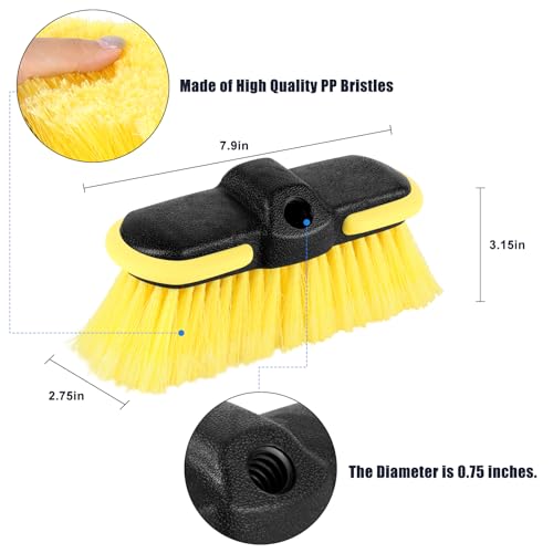 Car Wash Brush Head, 8'' Scrub Brush Attachment for Long Handle Extension Pole,Outdoor Broom and Scrubbing Brush for Cleaning Window, Wall, House Floor, Deck, Patio, Car