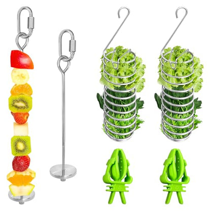 6Pcs Rat Enrichment Toys, Stainless Steel Rat Foraging Toy for Fruit Vegetable Holder, Bird Food Holder Hanging Slow Feeder Clip for Parrot Bird Rodents