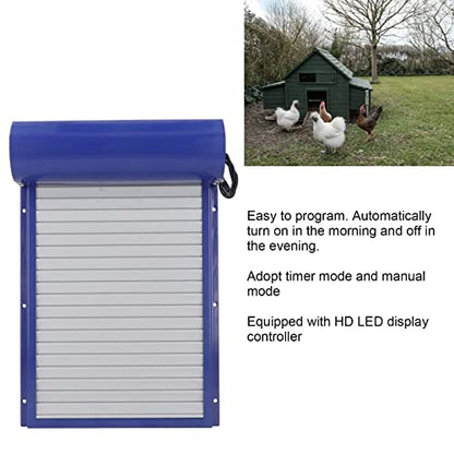 Automatic Chicken Coop Door,Solar Powered with LED Display Controller Daily Programmable Timer Control for Poultry Weatherproof