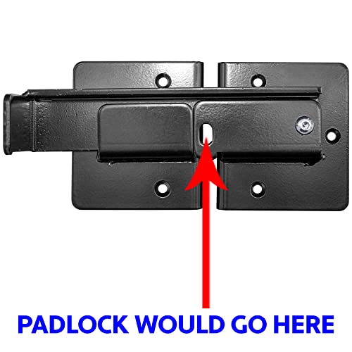 Jake Sales Double Gate Flip Sentry Gate Latch-Flip Latch, Latches Two Gates Together & can be Padlocked for Added Security-Heavy Duty Double Gate Latch is Powder Coated Black & has Bolt Gate Hardware - size: Dumpster Flip Latch - Each