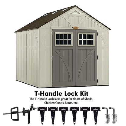 Shed Door Hardware Kit with Hinges, Latch, Lock, and Handle - Complete Gate Hardware Set for Your Shed Door - size: 5.5 inch-BIG-L